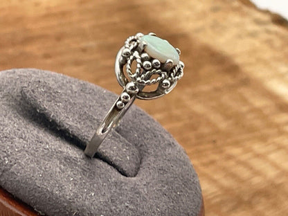 Vintage 10K Solid White Gold Opal beaded rope Cocktail ring sz 6.75--293.25