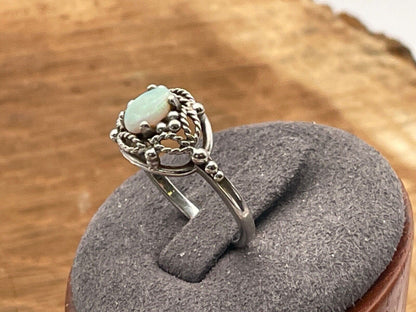 Vintage 10K Solid White Gold Opal beaded rope Cocktail ring sz 6.75--293.25