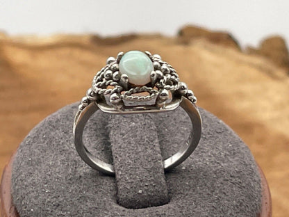Vintage 10K Solid White Gold Opal beaded rope Cocktail ring sz 6.75--293.25